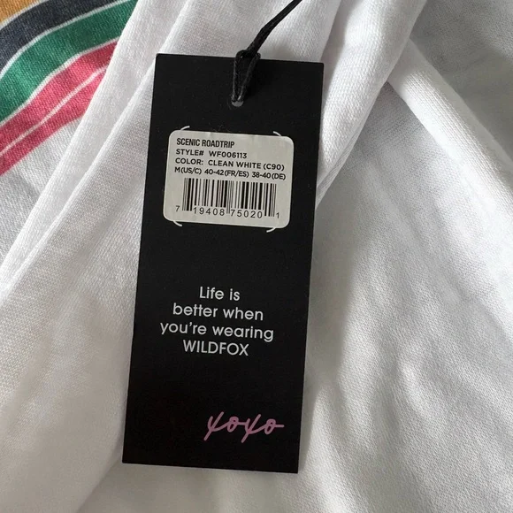 Wildfox White Sweatshirt with Multicolor Wave and 'Paris' Print - Picture 3 of 5